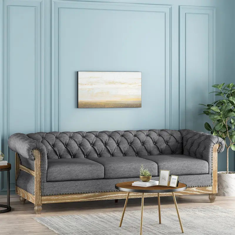 Sofá Chesterfield Saragus con ribete de cabeza de clavo - 85.50 L x 33.25 An. x 28.50 Al.