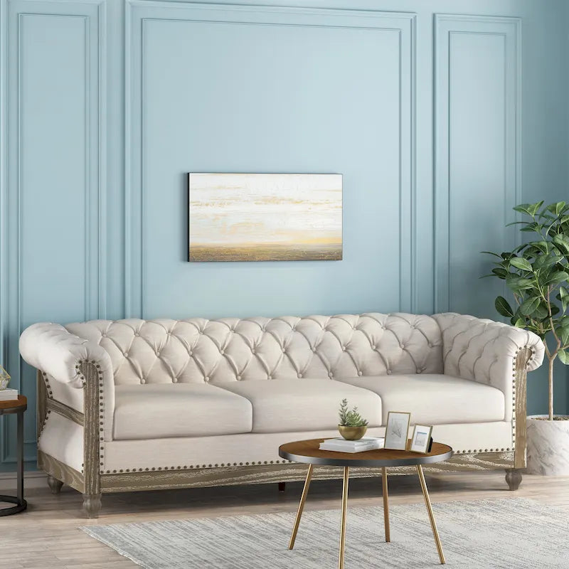 Sofá Chesterfield Saragus con ribete de cabeza de clavo - 85.50 L x 33.25 An. x 28.50 Al.