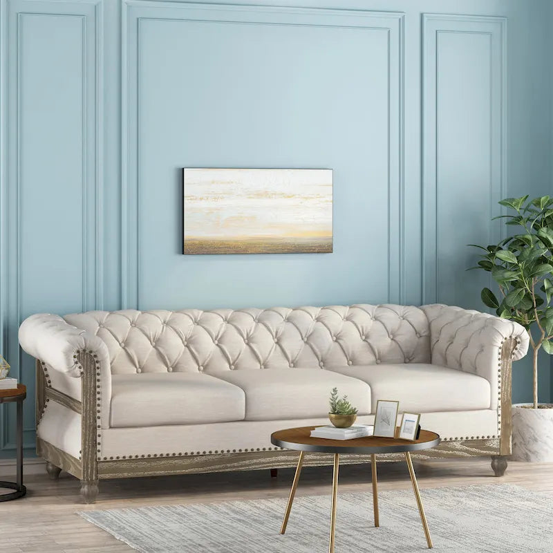 Sofá Chesterfield Saragus con ribete de cabeza de clavo - 85.50 L x 33.25 An. x 28.50 Al.