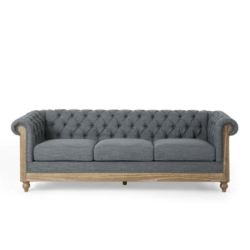 Sofá Chesterfield Saragus con ribete de cabeza de clavo - 85.50 L x 33.25 An. x 28.50 Al.