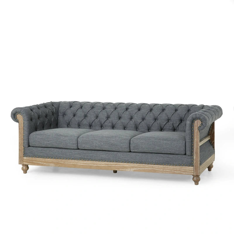 Sofá Chesterfield Saragus con ribete de cabeza de clavo - 85.50 L x 33.25 An. x 28.50 Al.