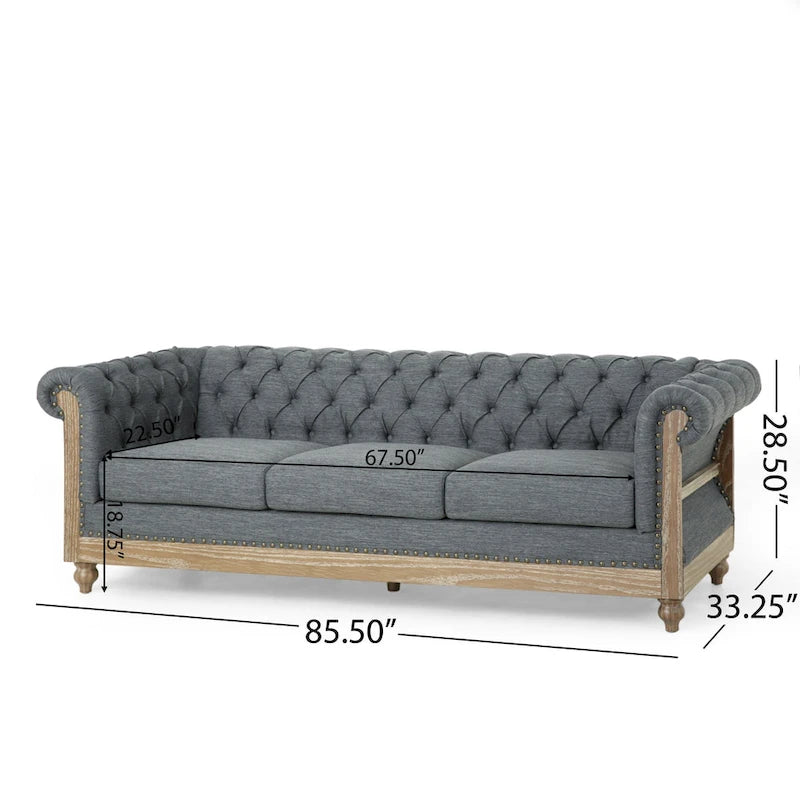 Sofá Chesterfield Saragus con ribete de cabeza de clavo - 85.50 L x 33.25 An. x 28.50 Al.