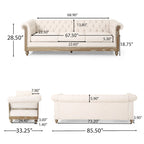 Sofá Chesterfield Saragus con ribete de cabeza de clavo - 85.50 L x 33.25 An. x 28.50 Al.
