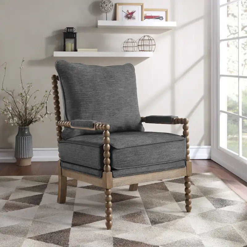 Sillón Fletcher Spindle en tela con acabado Brushed Charcoal