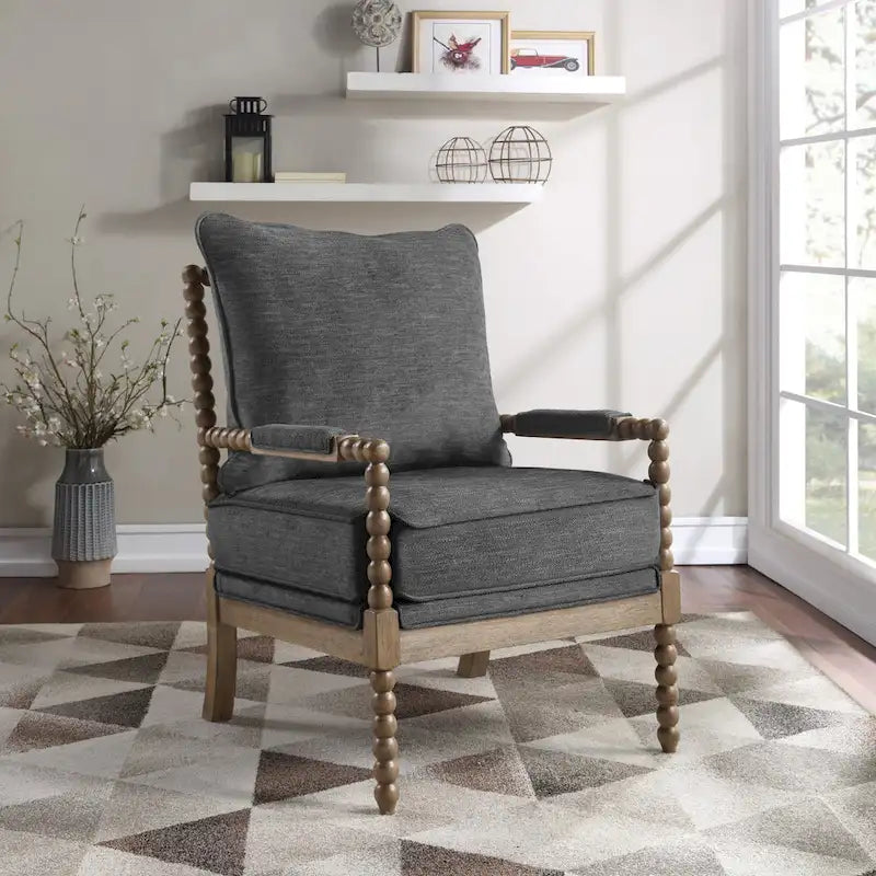 Sillón Fletcher Spindle en tela con acabado Brushed Charcoal