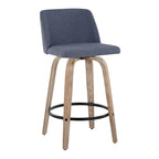 Taburete de barra de altura fija de 26" con base de madera blanqueada (Juego de 2)