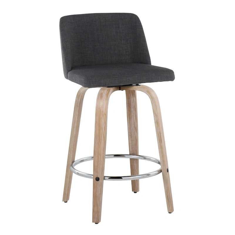 Taburete de barra de altura fija de 26" con base de madera blanqueada (Juego de 2)