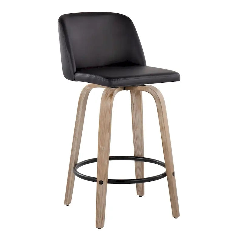 Taburete de barra de altura fija de 26" con base de madera blanqueada (Juego de 2)