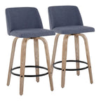 Taburete de barra de altura fija de 26" con base de madera blanqueada (Juego de 2)
