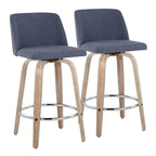 Taburete de barra de altura fija de 26" con base de madera blanqueada (Juego de 2)