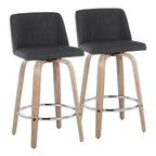 Taburete de barra de altura fija de 26" con base de madera blanqueada (Juego de 2)