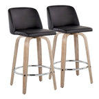 Taburete de barra de altura fija de 26" con base de madera blanqueada (Juego de 2)