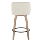Taburete de barra de altura fija de 26" con base de madera blanqueada (Juego de 2)