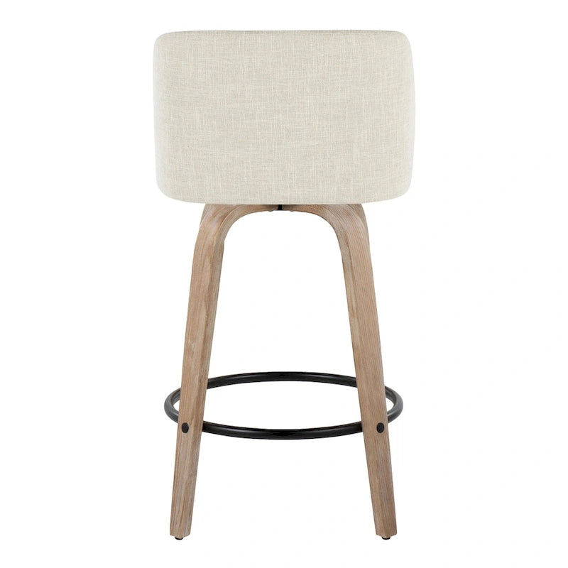 Taburete de barra de altura fija de 26" con base de madera blanqueada (Juego de 2)
