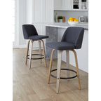 Taburete de barra de altura fija de 26" con base de madera blanqueada (Juego de 2)