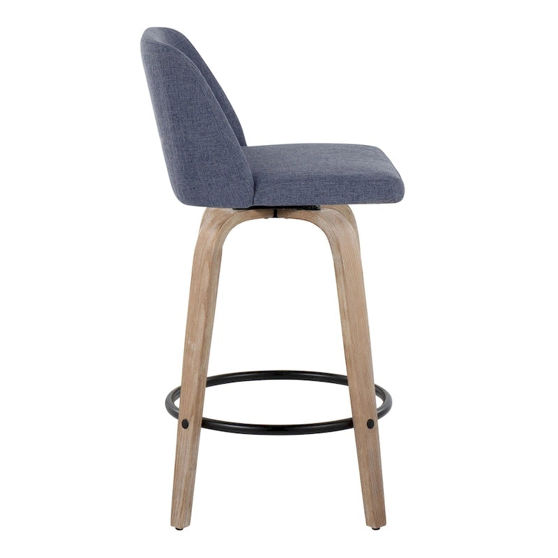 Taburete de barra de altura fija de 26" con base de madera blanqueada (Juego de 2)