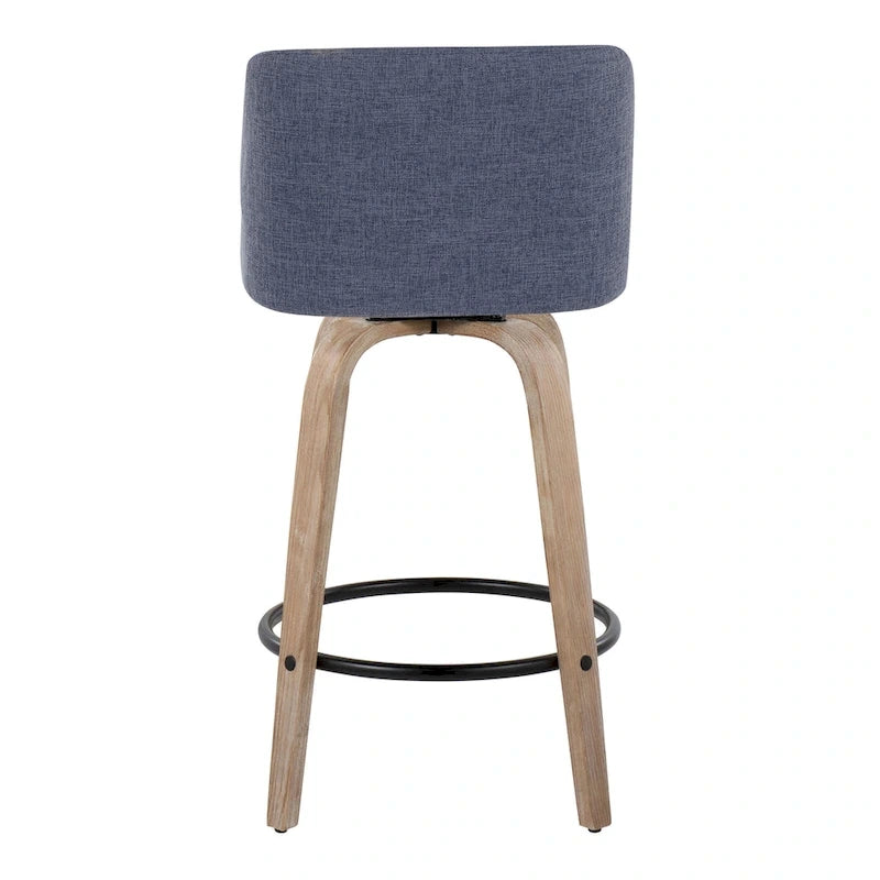 Taburete de barra de altura fija de 26" con base de madera blanqueada (Juego de 2)