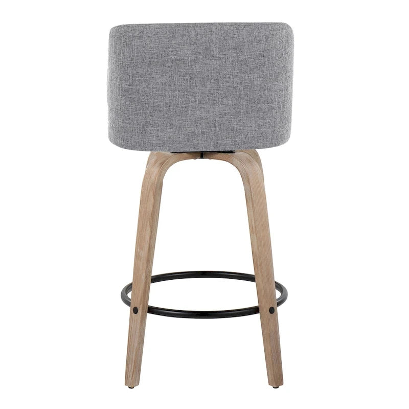 Taburete de barra de altura fija de 26" con base de madera blanqueada (Juego de 2)