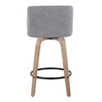 Taburete de barra de altura fija de 26" con base de madera blanqueada (Juego de 2)