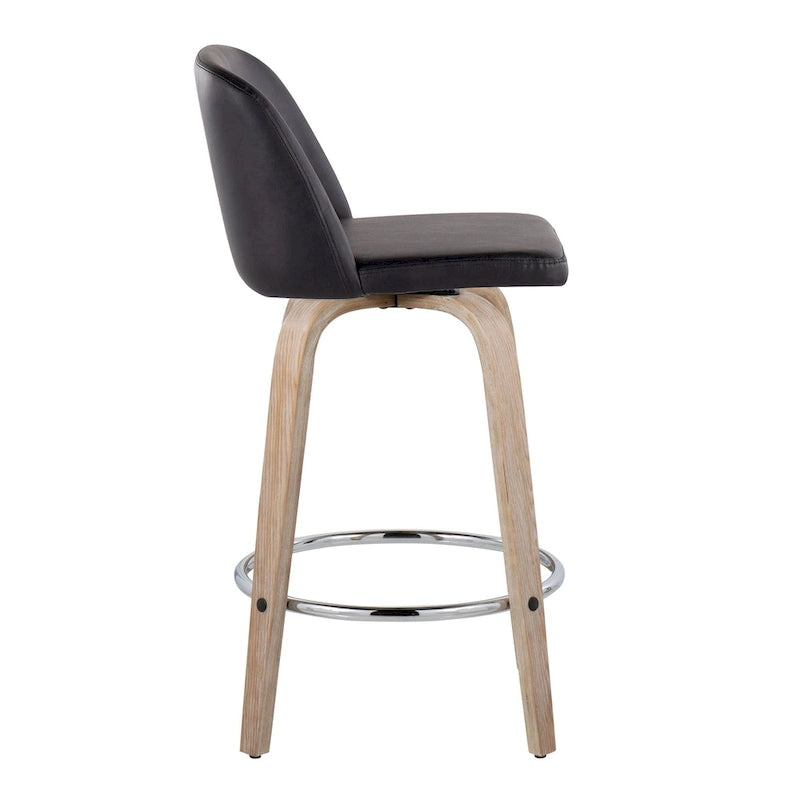 Taburete de barra de altura fija de 26" con base de madera blanqueada (Juego de 2)