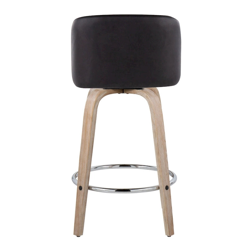Taburete de barra de altura fija de 26" con base de madera blanqueada (Juego de 2)