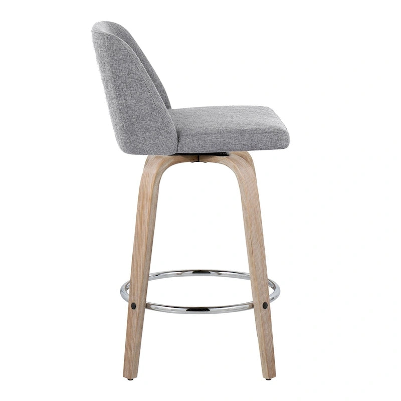 Taburete de barra de altura fija de 26" con base de madera blanqueada (Juego de 2)