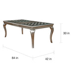 Mesa de comedor Glam Gold de piel sintética, capitoné, de 9 piezas con extensión