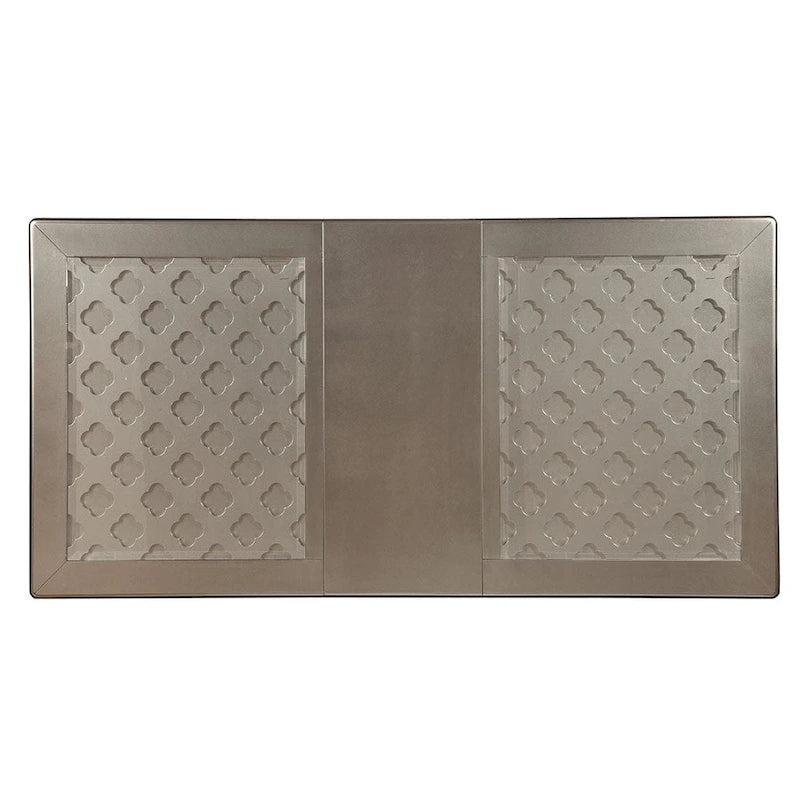 Mesa de comedor Glam Gold de piel sintética, capitoné, de 9 piezas con extensión
