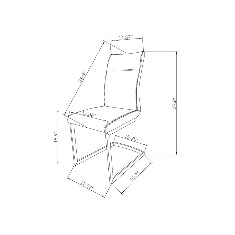 Silla voladiza con costuras resaltadas, juego de 2