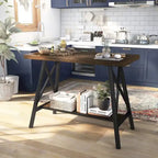 Mesa de altura de mostrador con tapa de madera de roble envejecido industrial de 47 pulgadas de ancho