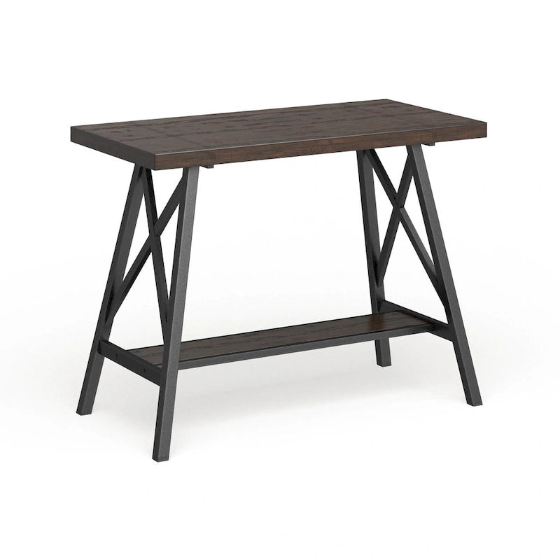Mesa de altura de mostrador con tapa de madera de roble envejecido industrial de 47 pulgadas de ancho