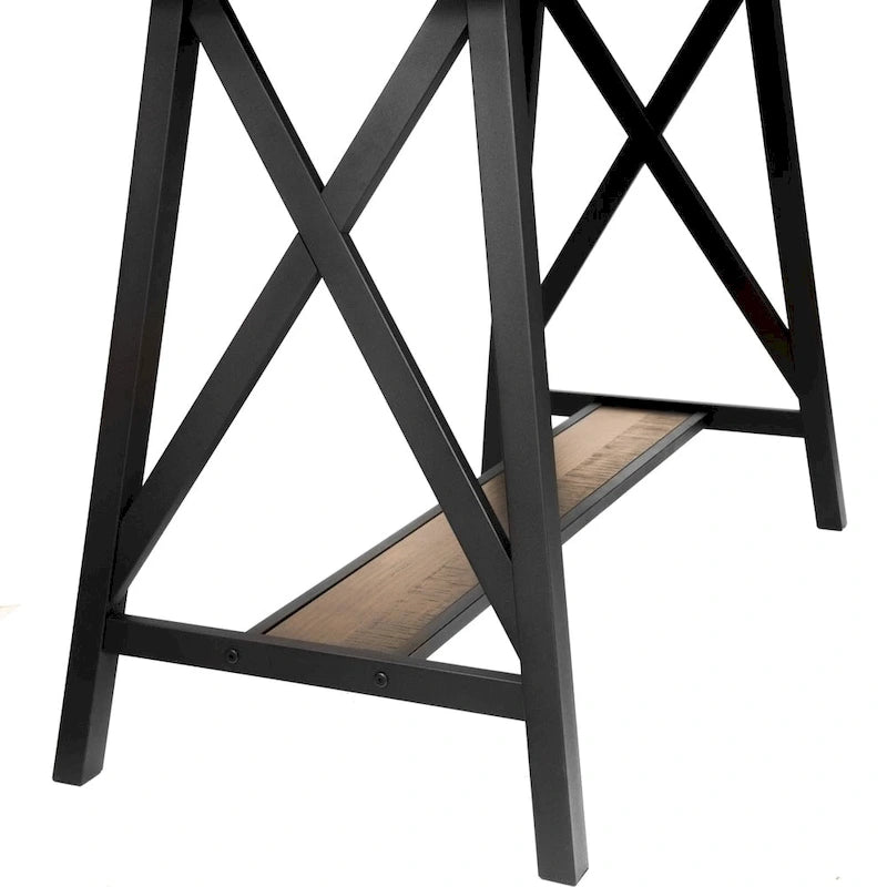Mesa de altura de mostrador con tapa de madera de roble envejecido industrial de 47 pulgadas de ancho