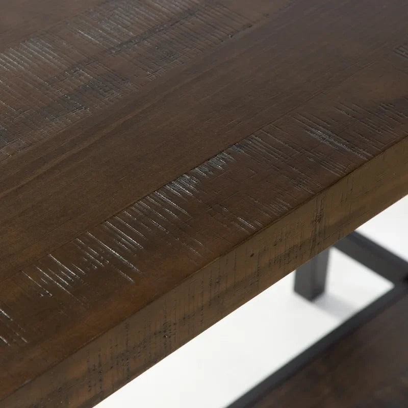 Mesa de altura de mostrador con tapa de madera de roble envejecido industrial de 47 pulgadas de ancho
