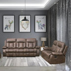 Juego de sala de estar reclinable de 2 piezas de microfibra marrón, con sofá reclinable de una pieza y loveseat reclinable de una pieza - N/A