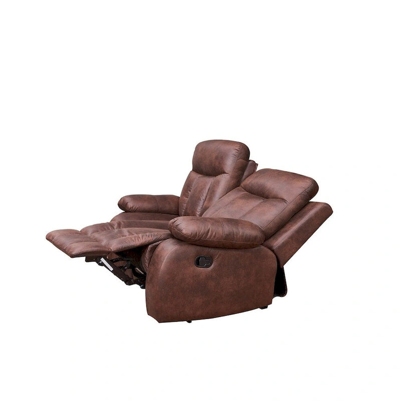 Juego de sala de estar reclinable de 2 piezas de microfibra marrón, con sofá reclinable de una pieza y loveseat reclinable de una pieza - N/A