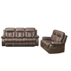 Juego de sala de estar reclinable de 2 piezas de microfibra marrón, con sofá reclinable de una pieza y loveseat reclinable de una pieza - N/A