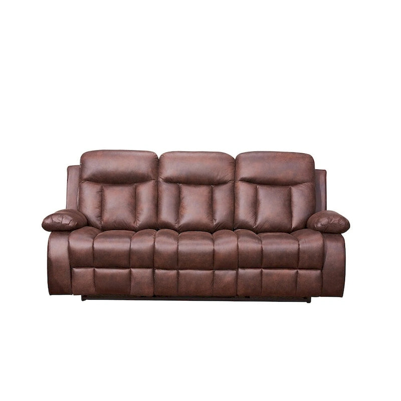 Juego de sala de estar reclinable de 2 piezas de microfibra marrón, con sofá reclinable de una pieza y loveseat reclinable de una pieza - N/A