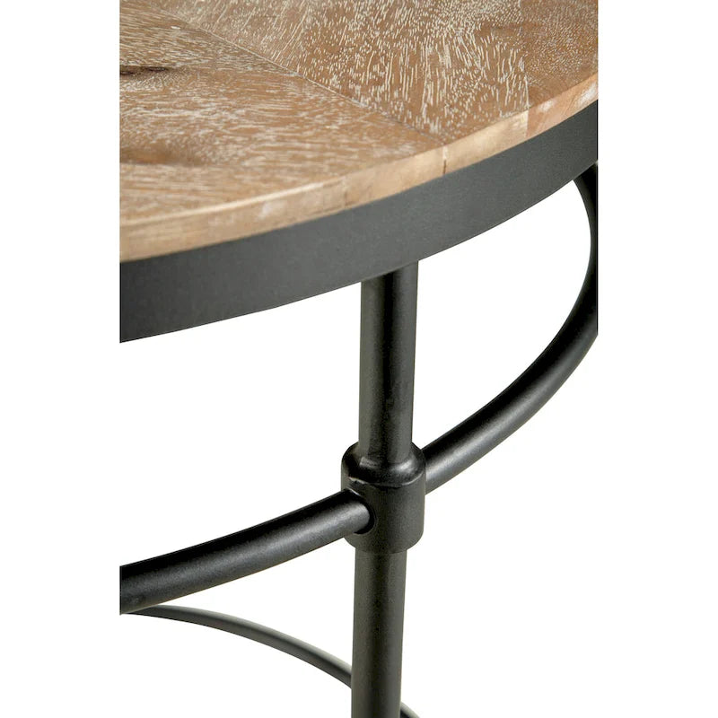 Mesa auxiliar redonda de madera maciza de mango y metal Fenway 22 - 22 pulgadas de largo x 22 pulgadas de ancho x 25 pulgadas de alto