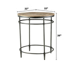 Mesa auxiliar redonda de madera maciza de mango y metal Fenway 22 - 22 pulgadas de largo x 22 pulgadas de ancho x 25 pulgadas de alto