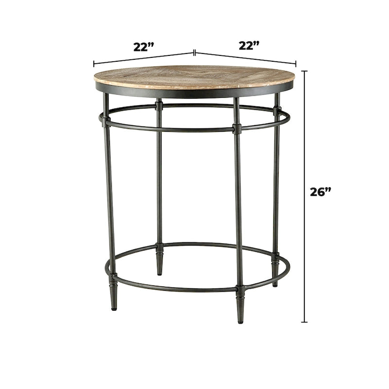 Mesa auxiliar redonda de madera maciza de mango y metal Fenway 22 - 22 pulgadas de largo x 22 pulgadas de ancho x 25 pulgadas de alto
