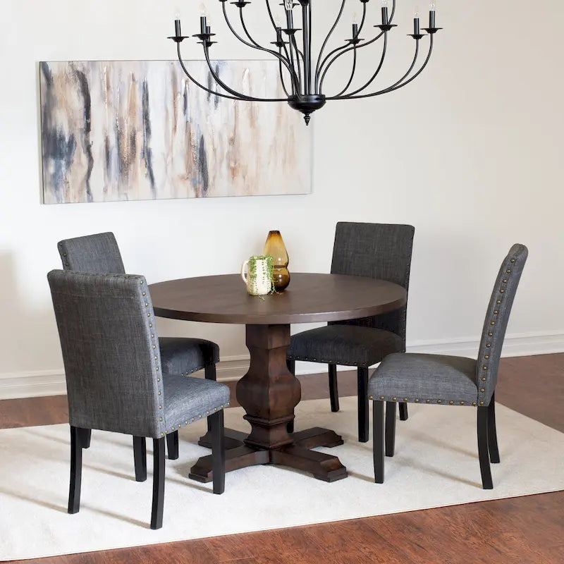 Juego de comedor de 5 piezas, mesa redonda de pedestal con 4 elegantes sillas