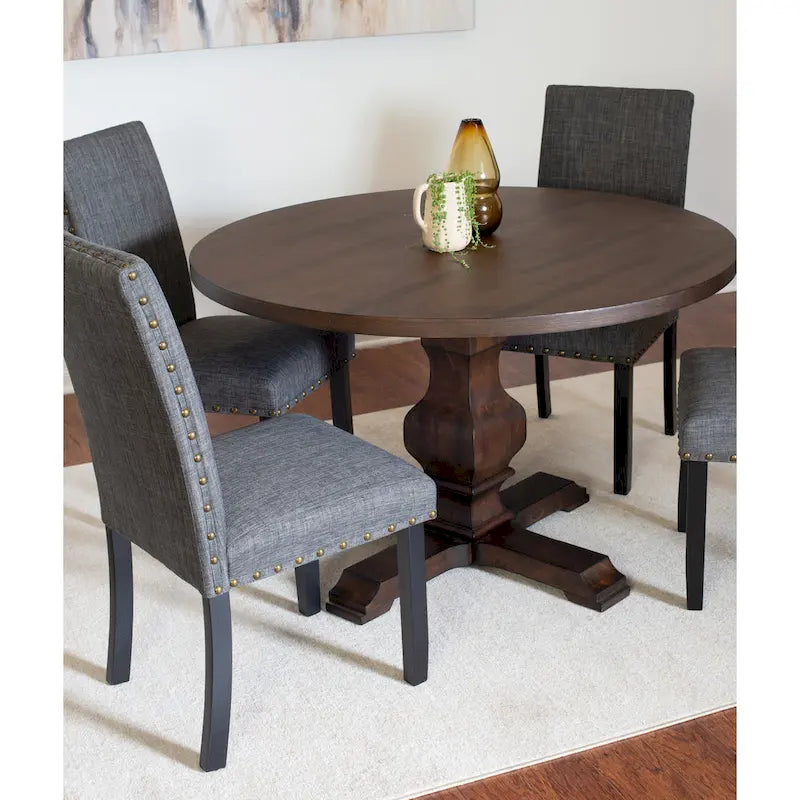 Juego de comedor de 5 piezas, mesa redonda de pedestal con 4 elegantes sillas