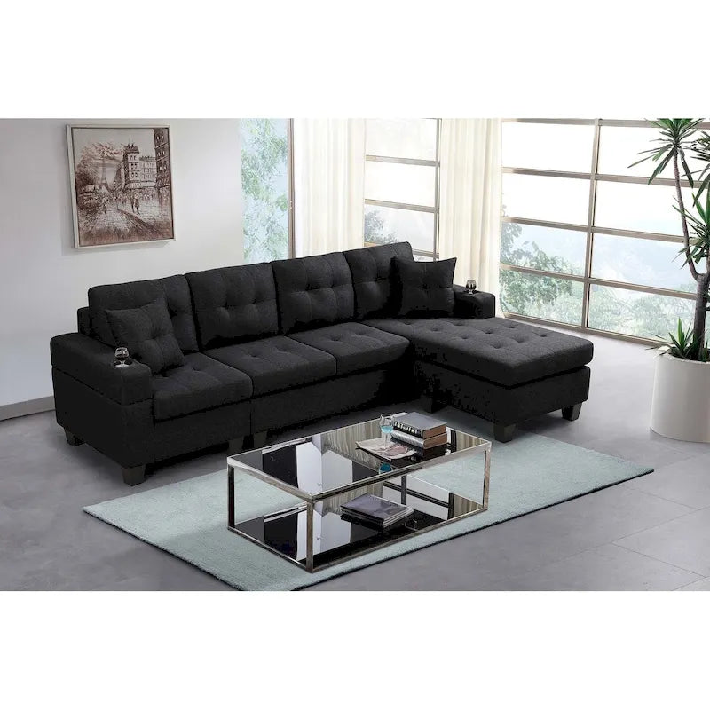 Sofá de sala de estar con chaise longue convertible