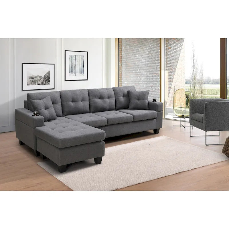 Sofá de sala de estar con chaise longue convertible