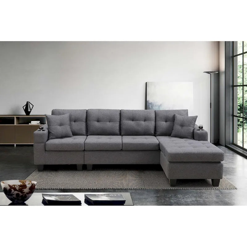 Sofá de sala de estar con chaise longue convertible