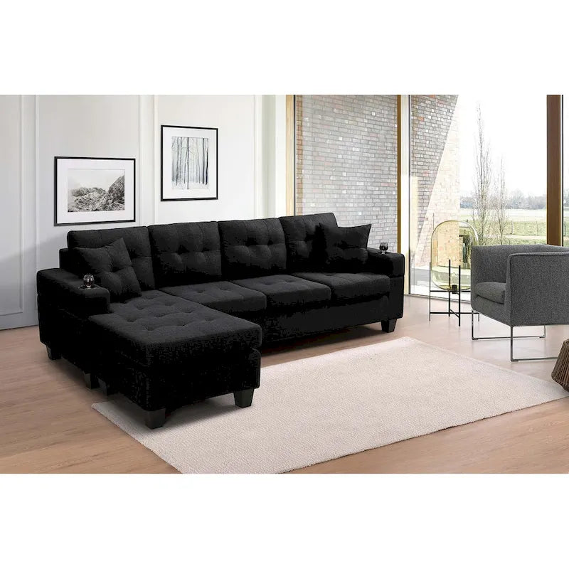 Sofá de sala de estar con chaise longue convertible