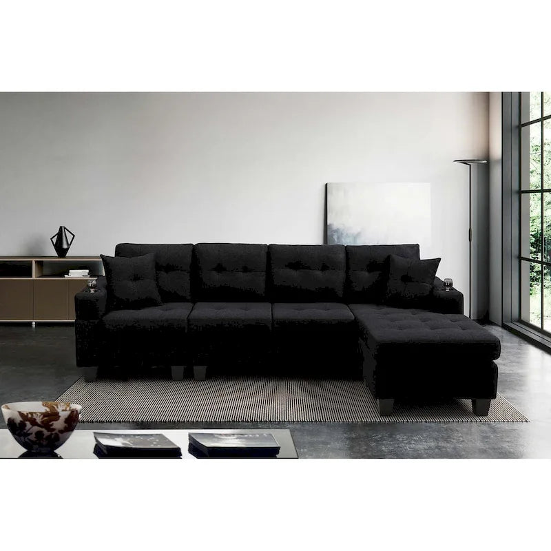 Sofá de sala de estar con chaise longue convertible