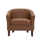 Sillón moderno de polipiel con ribete de tachuelas y giratorio