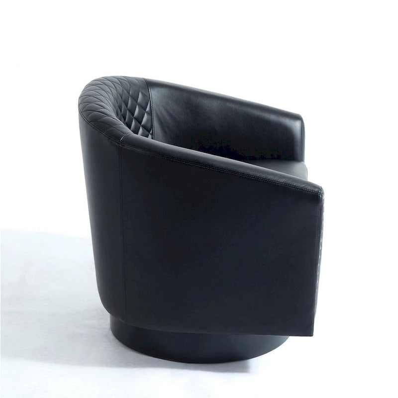 Sillón moderno de polipiel con ribete de tachuelas y giratorio