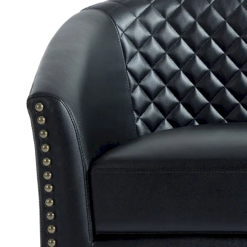 Sillón moderno de polipiel con ribete de tachuelas y giratorio